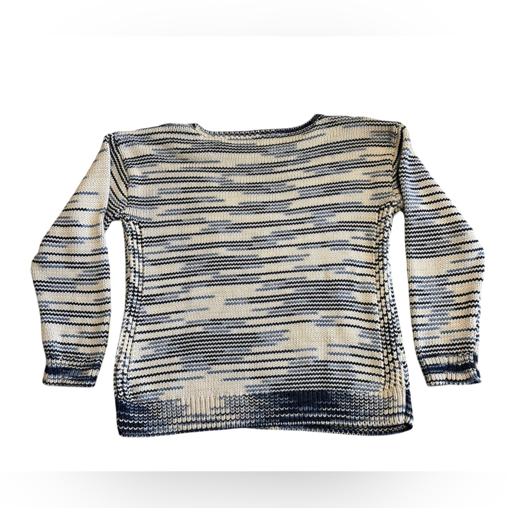 White/blue cotton blend sweater from Talbots, L